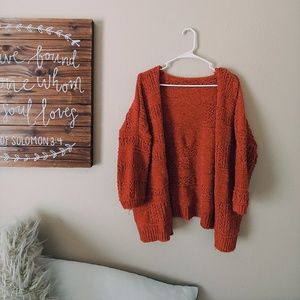 Rusty Coral/Orange Knit Cardigan